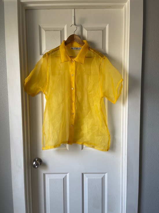 Vintage Tops - Vintage Marigold Organza Button Down Shirt